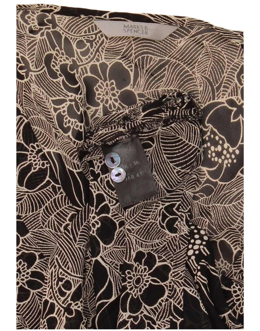 Marks & Spencer Damebluse Top UK 16 Large Black Floral