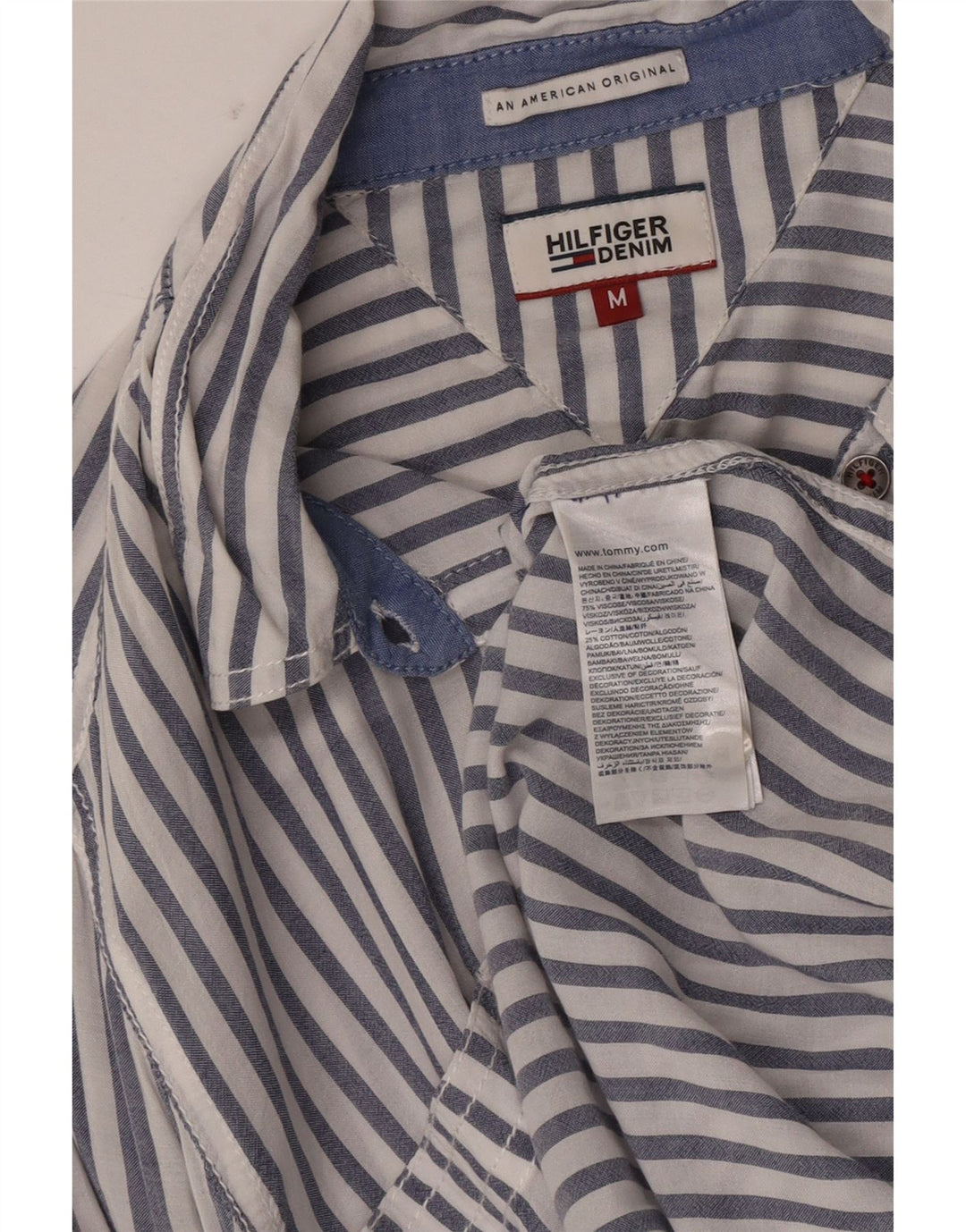 Tommy Hilfiger Dameskjorte UK 14 Medium White Pinstripe Viscose