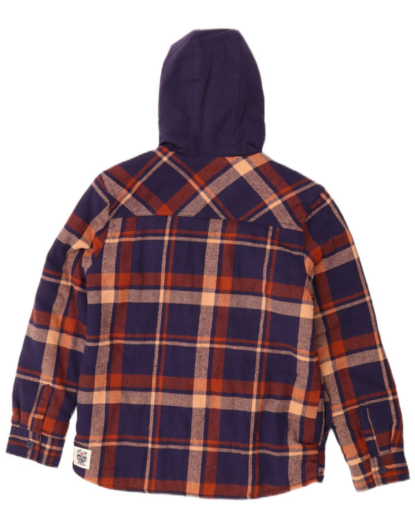Fat Face Chemise à capuche en flanelle Lumberjack pour garçon 11-12 ans Bleu marine à carreaux