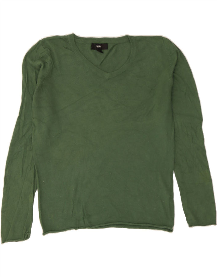 MOSSIMO Womens V-Neck Jumper Sweater UK 16 Large Green Nylon Vintage Mossimo and Second-Hand Mossimo from Messina Hembry 