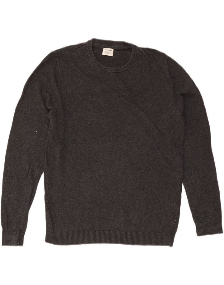 Jack & Jones Mens Crew Neck Jumper Sweater Medium Grey Cotton