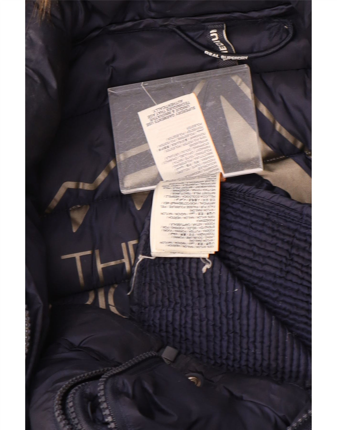 SUPERDRY Womens Hooded Padded Jacket UK 14 Medium Navy Blue Polyester