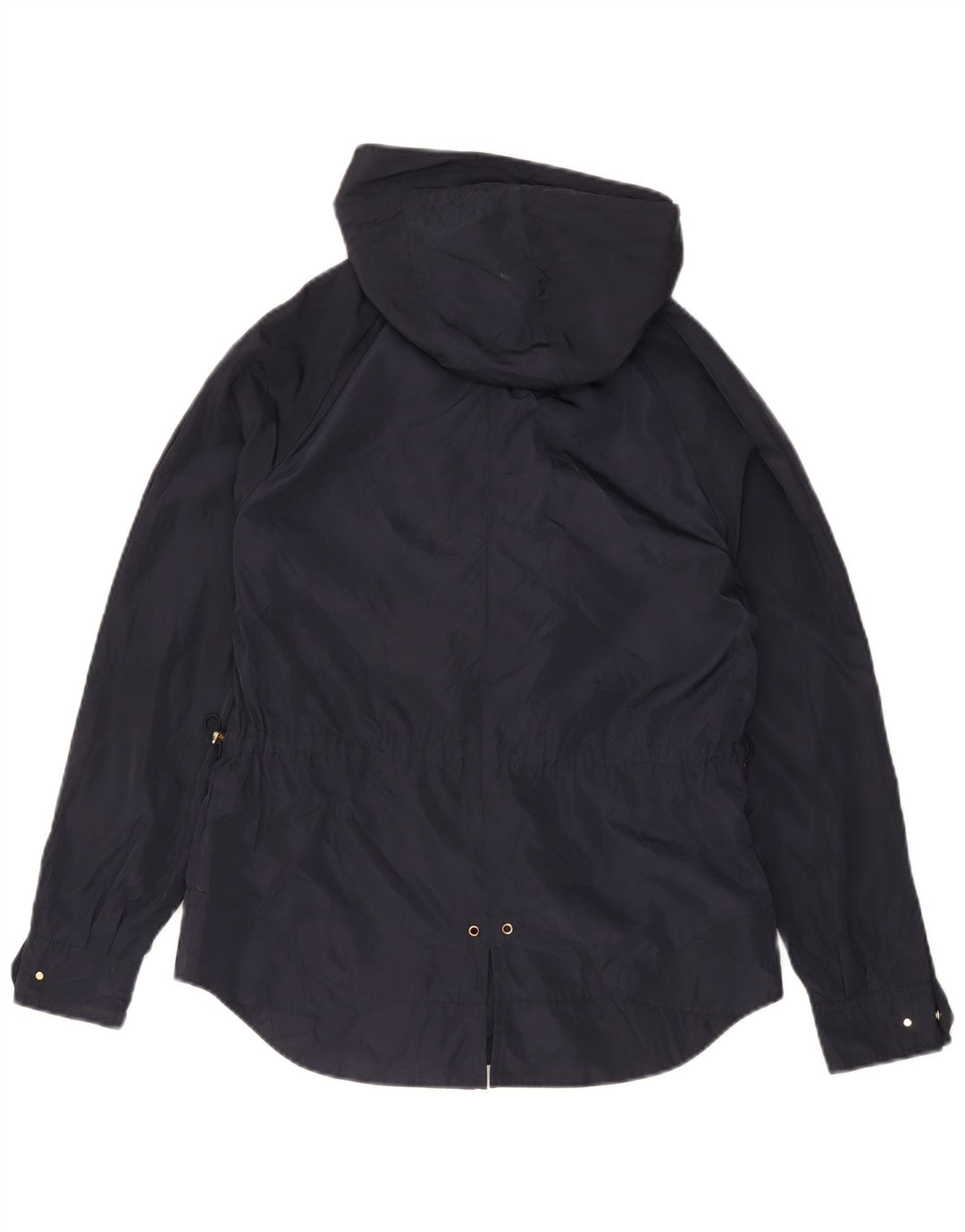 Zara Womens Hooded Oversized Rain Jacket UK 6 XS Navy Blue Polyester