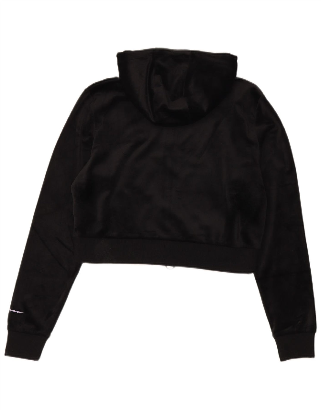 Ellesse Womens Crop Velour Zip Hoodie Sweater UK 12 Medium Black Polyester