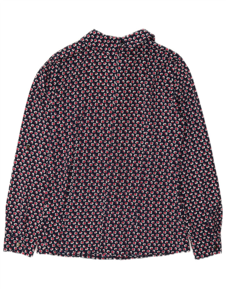 Vintage Womens Abstract Pattern Blouse Top IT 40 Small Navy Blue