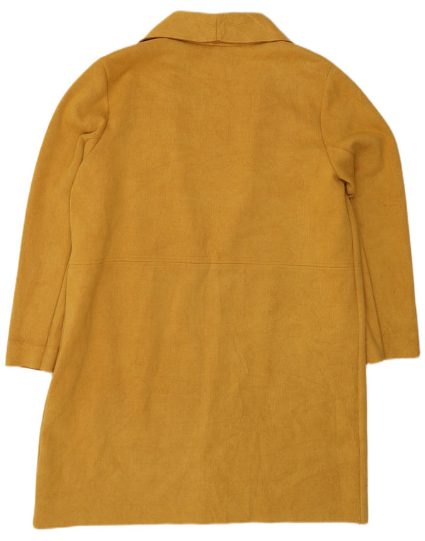 Sobretudo aberto oversized feminino Zara UK 14 poliéster amarelo médio