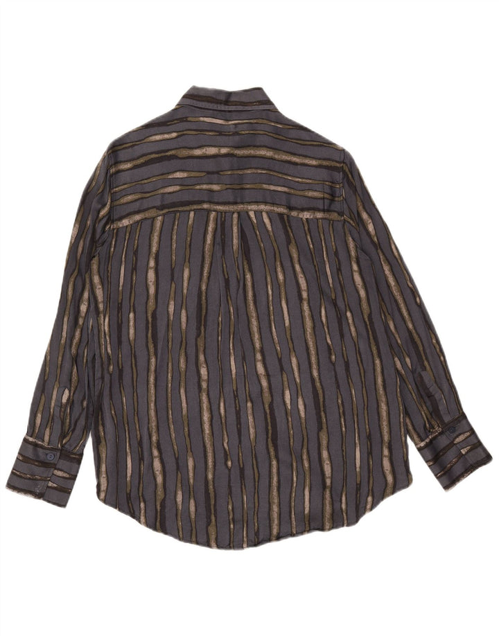 Massimo Dutti Damen-Oversize-Hemd, EU 38, kleine grau gestreifte Viskose