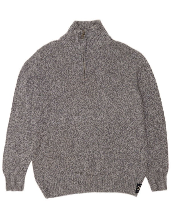 Superdry Pull col zippé XL en coton moucheté bleu