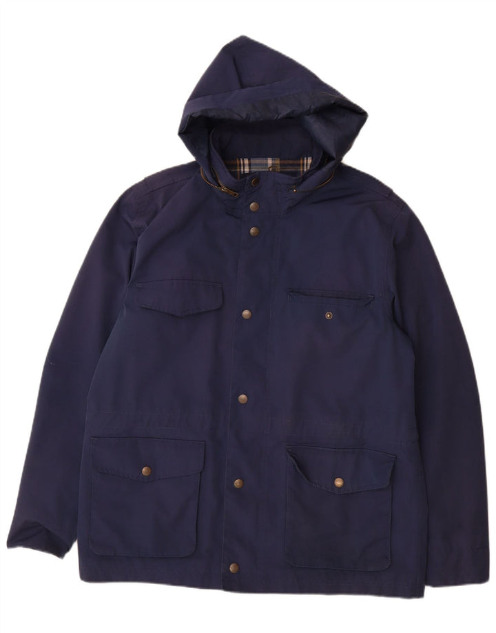 Fat Face Mens Hooded Utility Jacket UK 40 Large Navy Blue Polyester