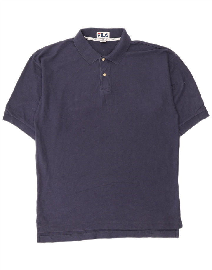 FILA Mens Polo Shirt Large Navy Blue Cotton