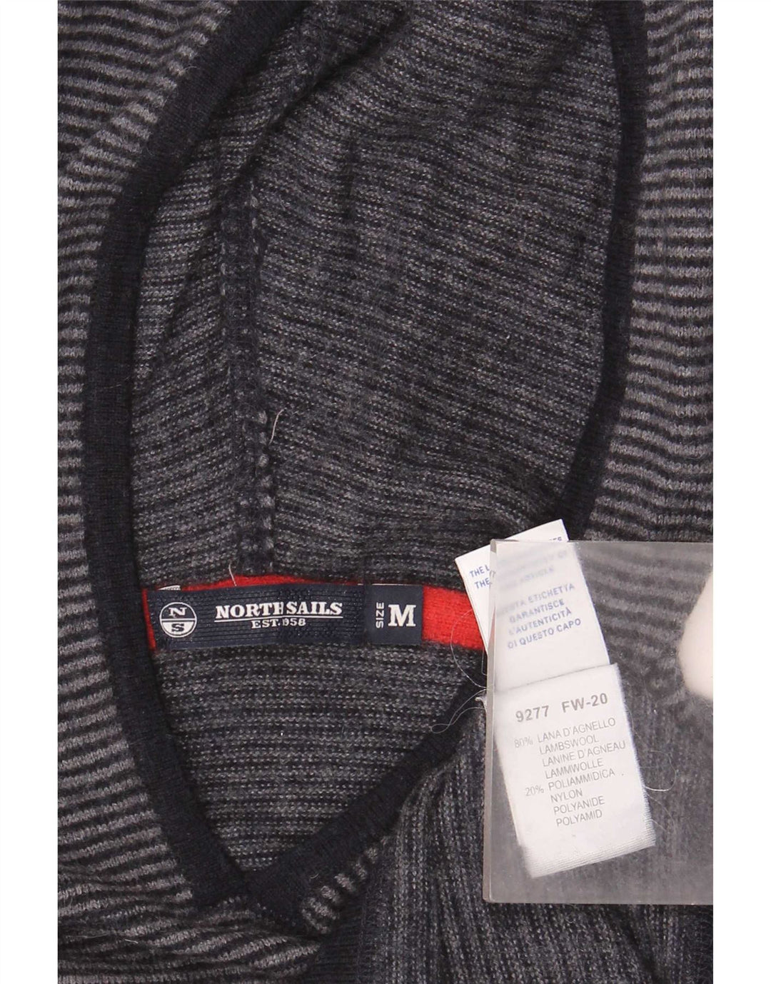 North Sails Womens Hooded Jumper Sweater UK 12 Medium Grey Striped Wool