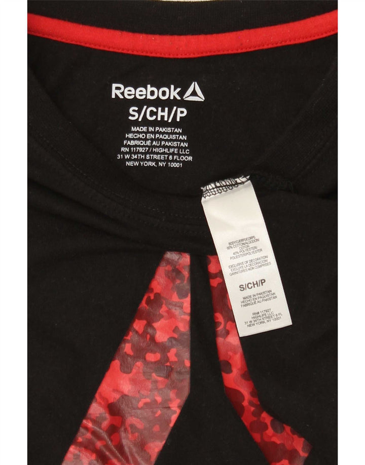 Reebok Mens Graphic T-Shirt Top Small Black Cotton
