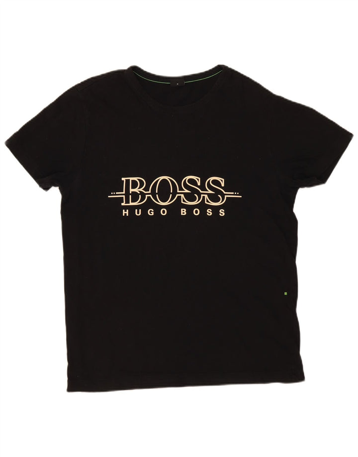 Hugo Boss Mens Graphic T-Shirt Top Medium Black Cotton