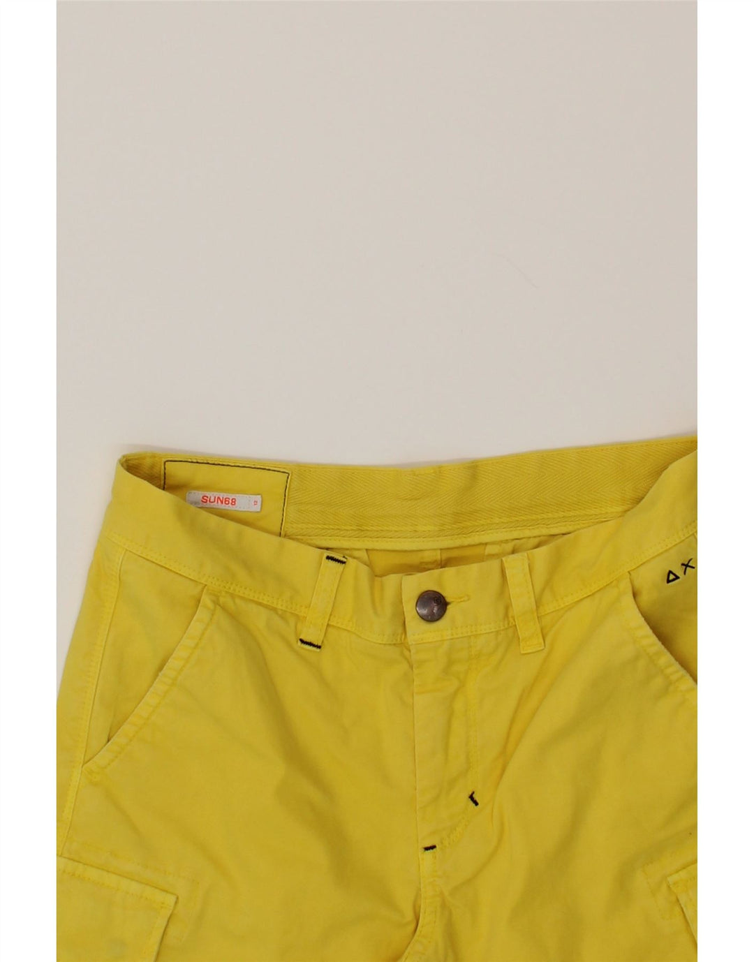 SUN68 Boys Cargo Shorts 11-12 Years W28 Yellow Cotton Vintage Sun68 and Second-Hand Sun68 from Messina Hembry 