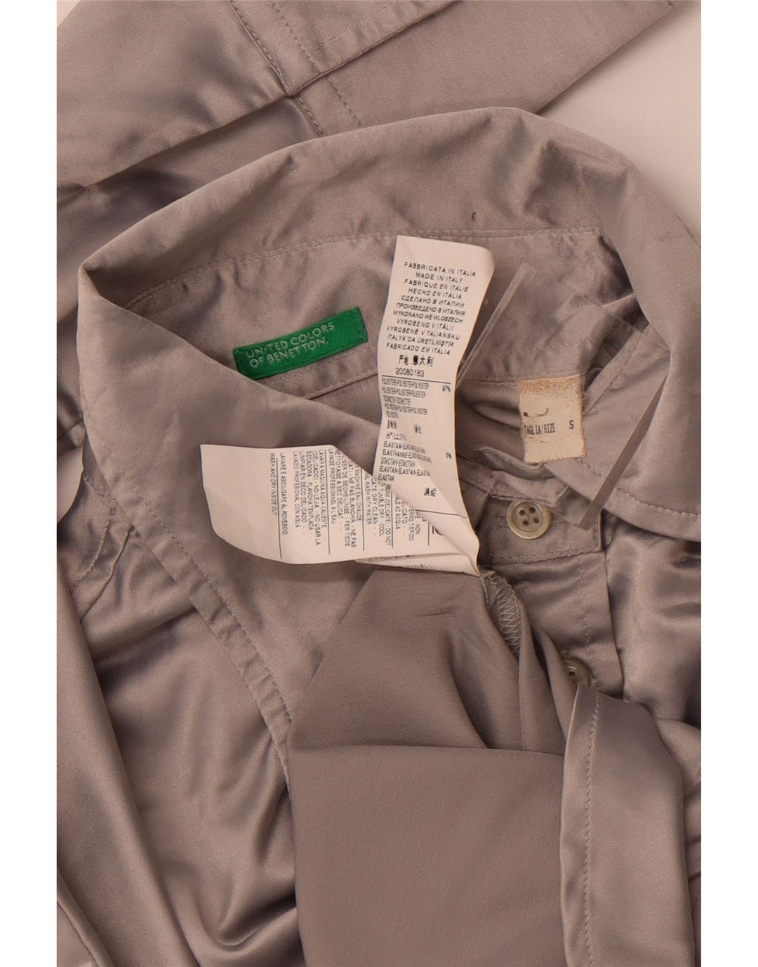 BENETTON skjortebluse til kvinder UK 10 Lille grå polyester