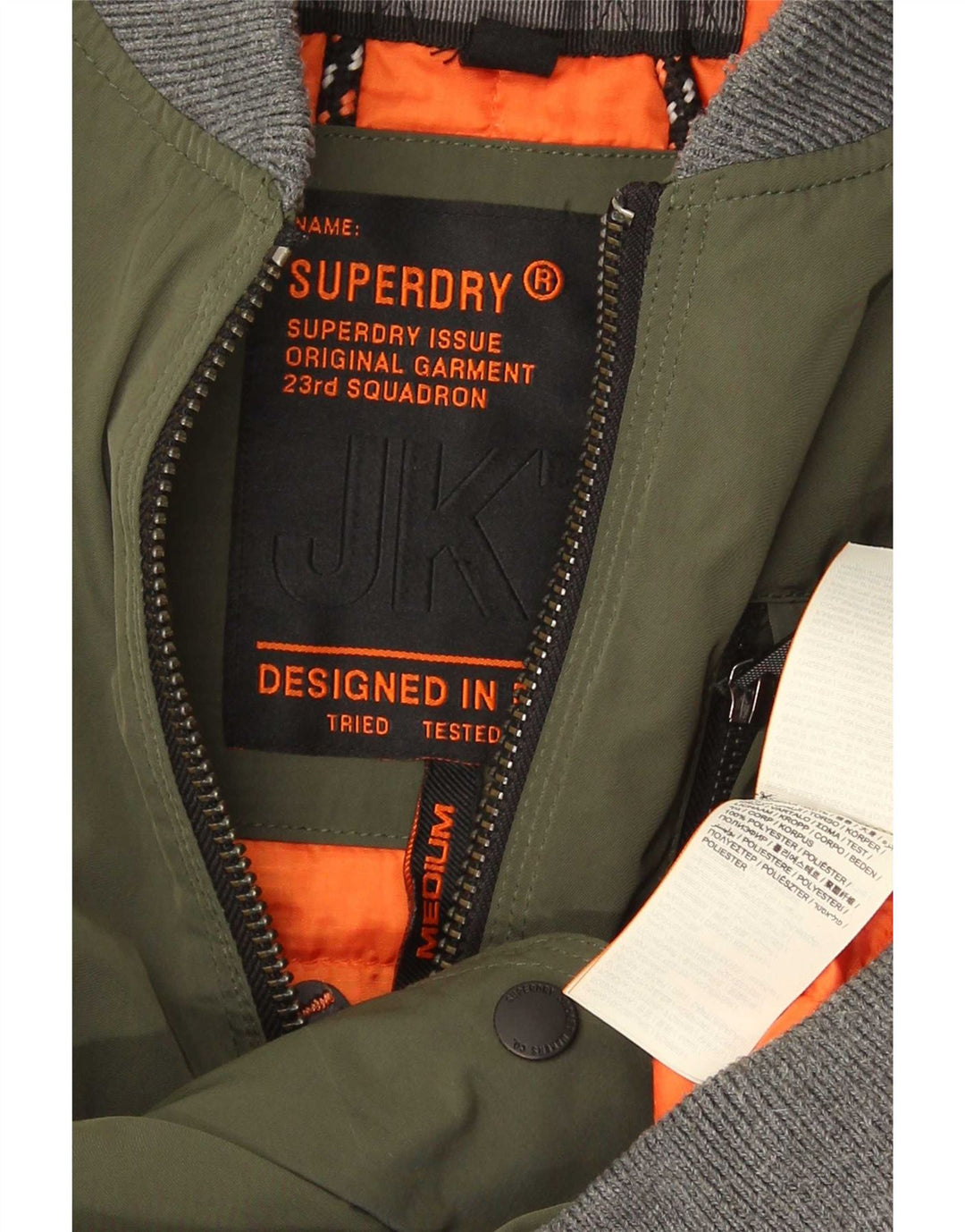 Superdry Bomber Jacket UK 38 Medium Green Colourblock Polyester