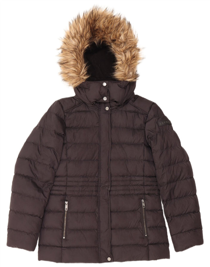 ESPRIT Womens Hooded Padded Jacket UK 10 Small Black