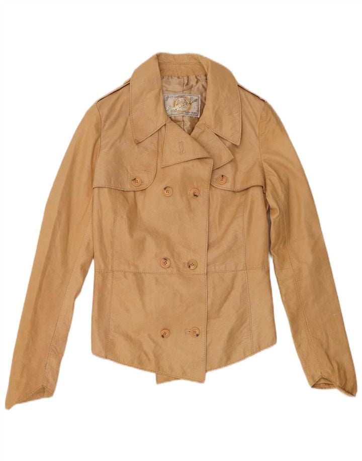 Vintage Damen Lederjacke IT 42 Medium Beige Leder