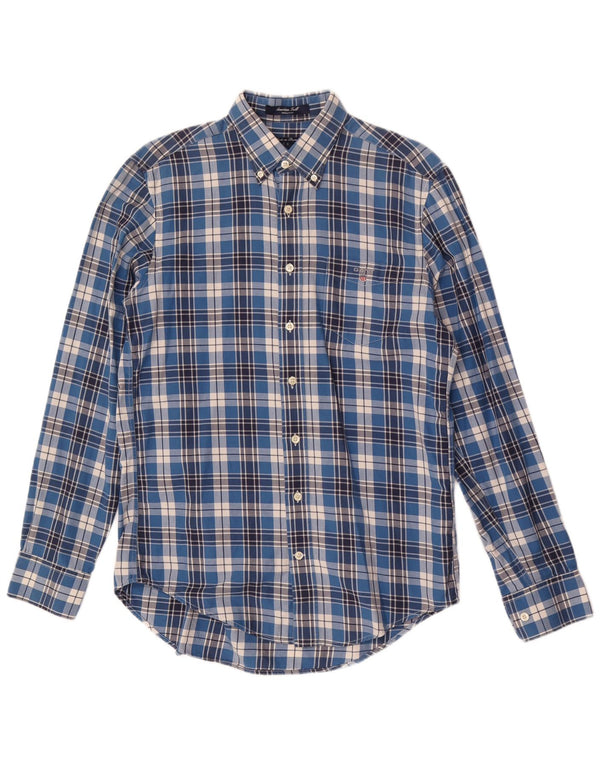 Gant Herren-Hemd mit normaler Passform, mittelblau, kariert, Baumwolle