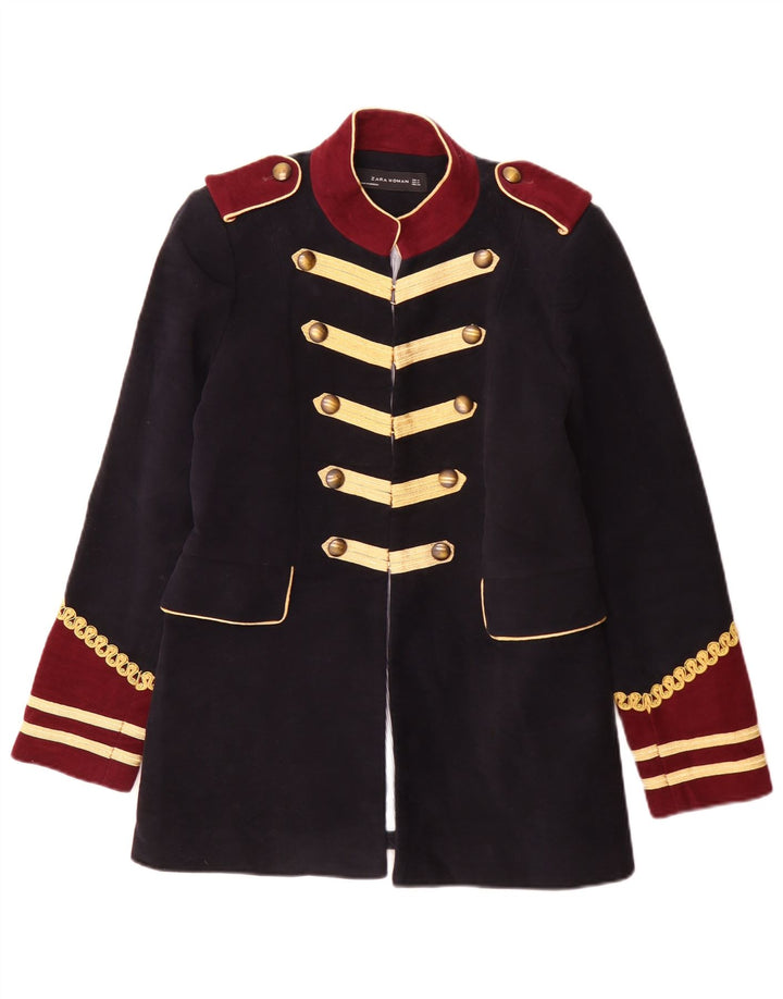 Zara Dame Military Blazer Jacket UK 14 Medium Navy Blue Colourblock