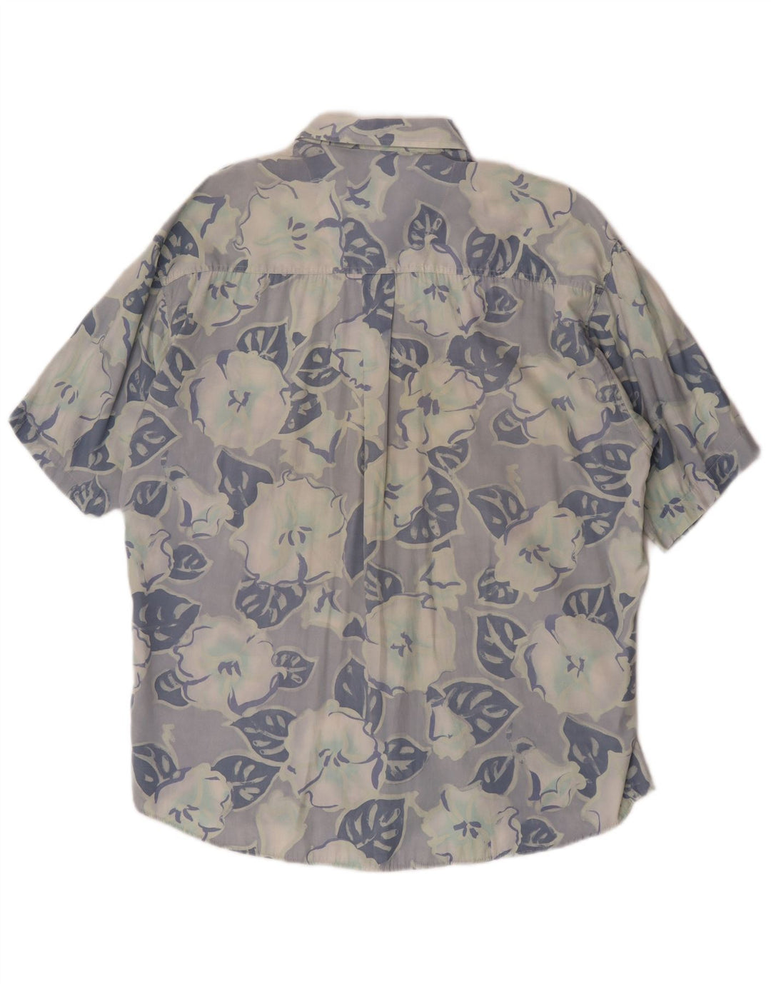 Vintage Mens Short Sleeve Shirt Large Blue Floral