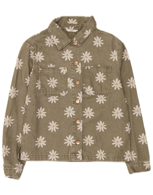 Marks & Spencer Jeansjacke für Mädchen, 14–15 Jahre, Khaki, Blumenmuster, Baumwolle
