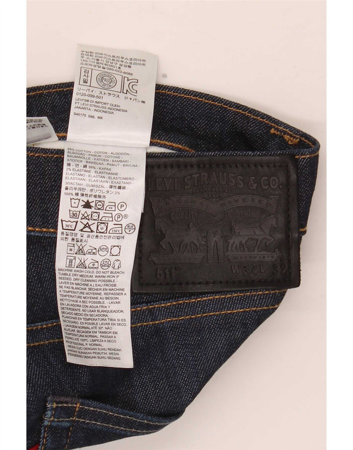 Мужские джинсы Levi's 511 Slim W34 L32 Темно-синие, хлопок