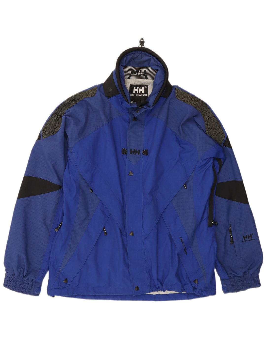 Helly Hansen Mens Graphic Rain Jacket UK 40 Large Blue Colourblock Nylon