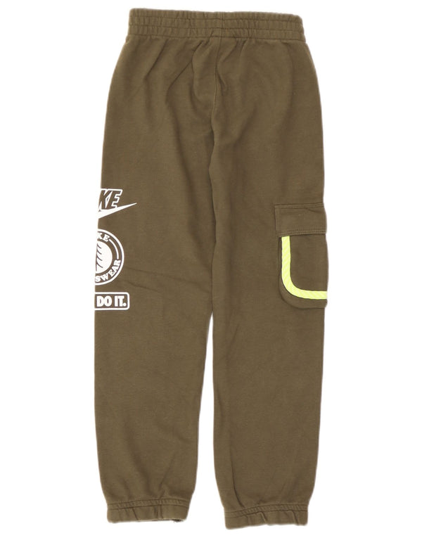 Nike Boys Graphic Tracksuit Trousers Joggers 6-7 Years Large Khaki Cotton
