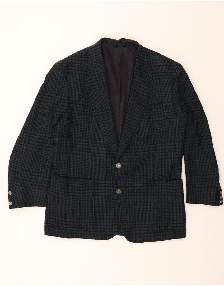 LES COPAINS Mens 2 Button Blazer Jacket UK 40 Large Blue Houndstooth