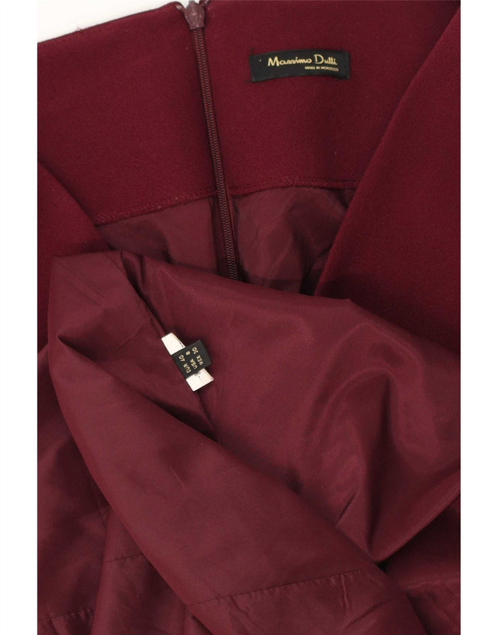 Massimo Dutti Womens 3/4 Sleeve Sheath Dress EU 40 Medium Burgundy