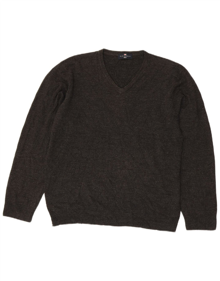 Maglione da uomo Marks & Spencer con scollo a V blu Harbour, grande acrilico grigio