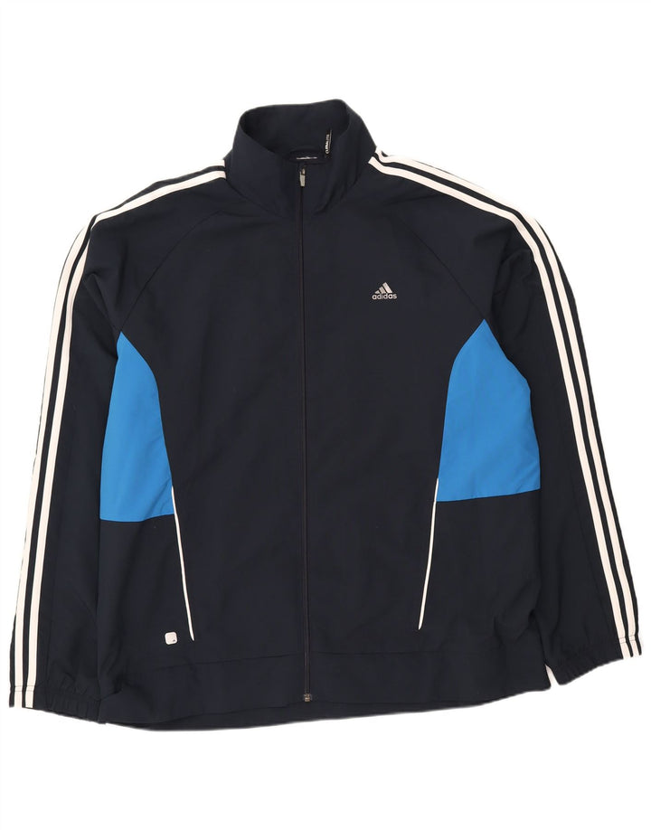 ADIDAS Mens Climalite Tracksuit Top Jacket Large Navy Blue Colourblock