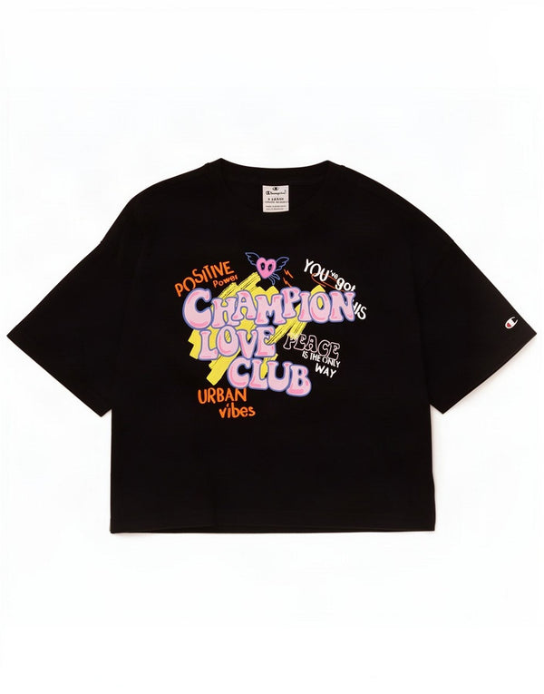 T-shirt grafica per ragazze Champion 13-14 anni XL Cotone nero