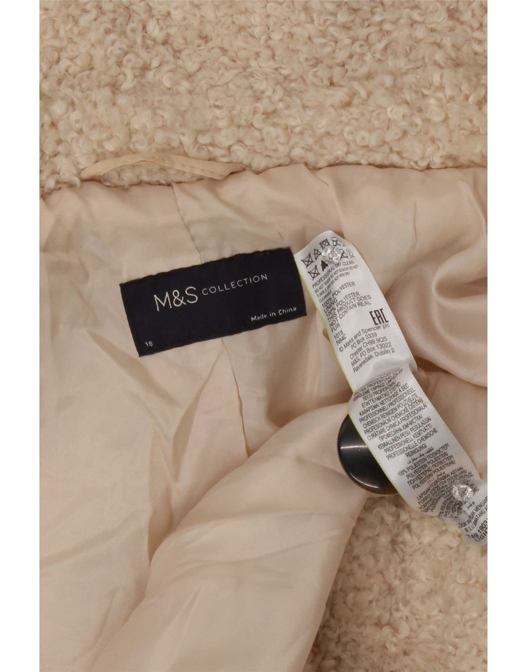 Marks & Spencer jachetă supradimensionată fleece pentru femei UK 18 XL poliester bej