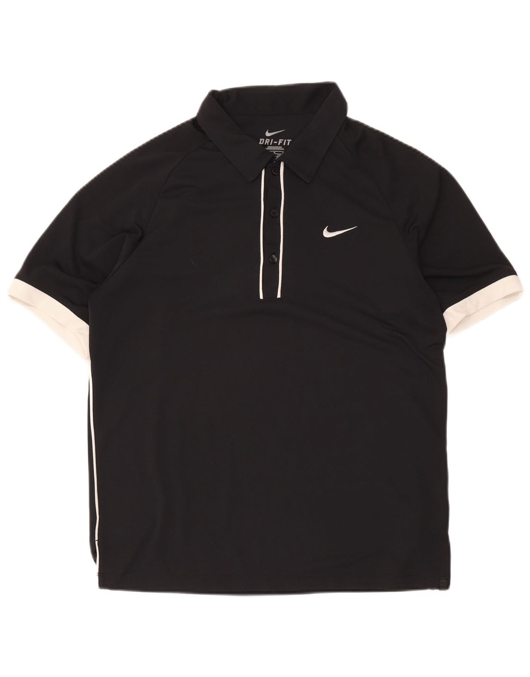 Nike Mens Dri Fit Polo Shirt UK 38/40 Medium Black Colourblock Polyester