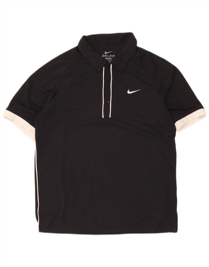 Nike Mens Dri Fit Polo Shirt UK 38/40 Medium Black Colourblock Polyester