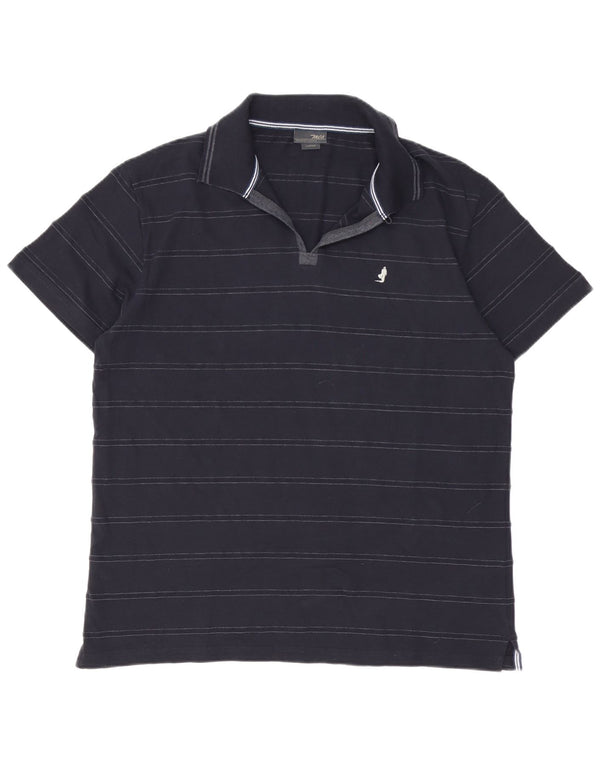 Marlboro Classics Polo Homme Large Bleu Marine Rayé Coton
