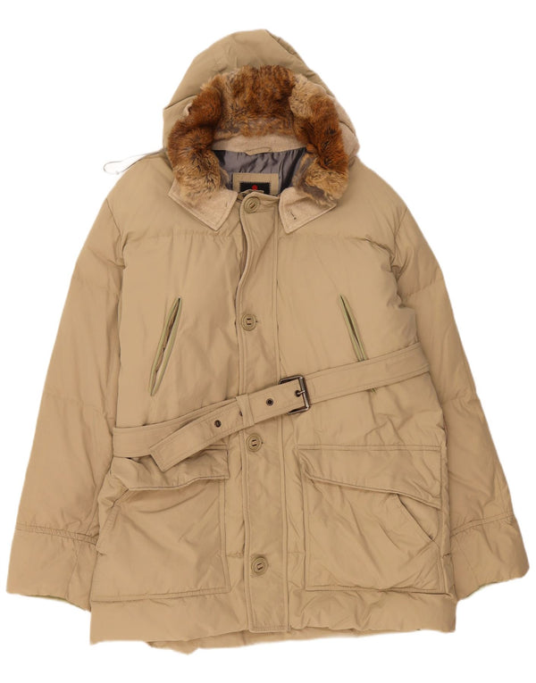PEUTEREY Mens Hooded Padded Jacket UK 42 XL Beige
