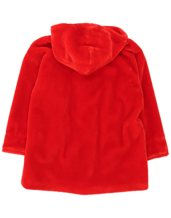 Vintage Womens Oversized Hooded Faux Fur Duffle Coat UK 12 Medium Red