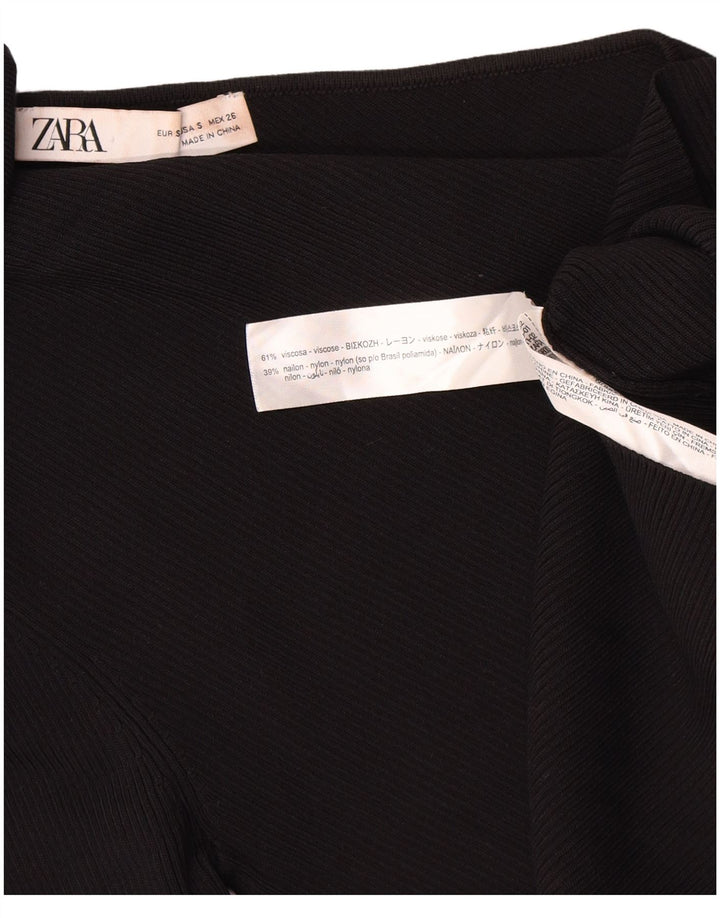Top corto da donna Zara con collo alto e monospalla UK 8 piccolo in viscosa nera
