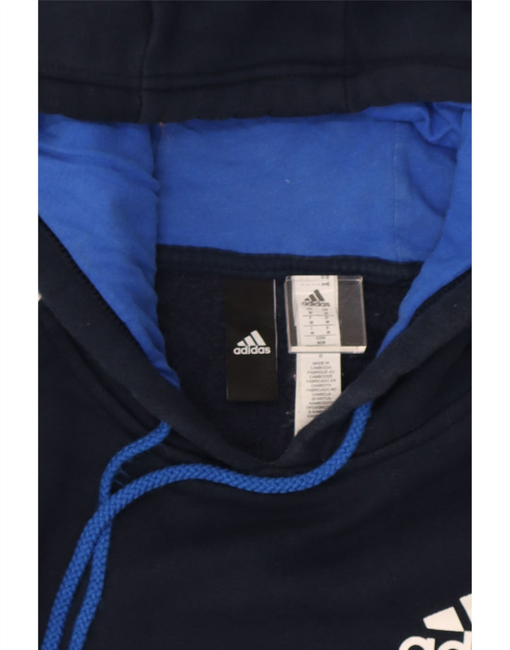 Adidas Mens Hoodie Jumper Medium Navy Blue Cotton