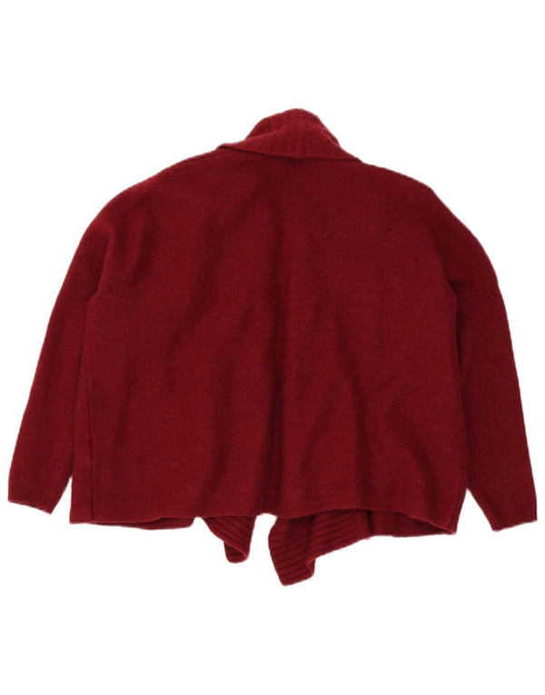 Massimo Dutti Dame Crop 3/4-ærmet cardigantrøje UK 14 Medium Burgundy