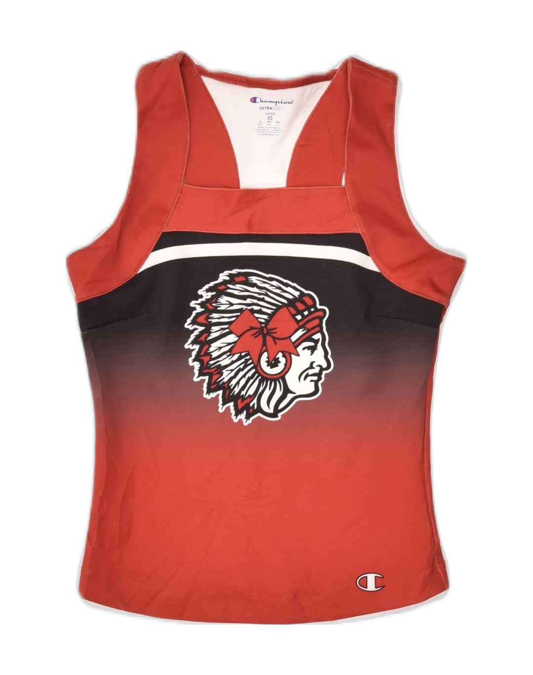 CHAMPION Womens Graphic Vest Top UK 4 XS Red Polyester | Vintage Champion | Thrift | Second-Hand Champion | Used Clothing | Messina Hembry 