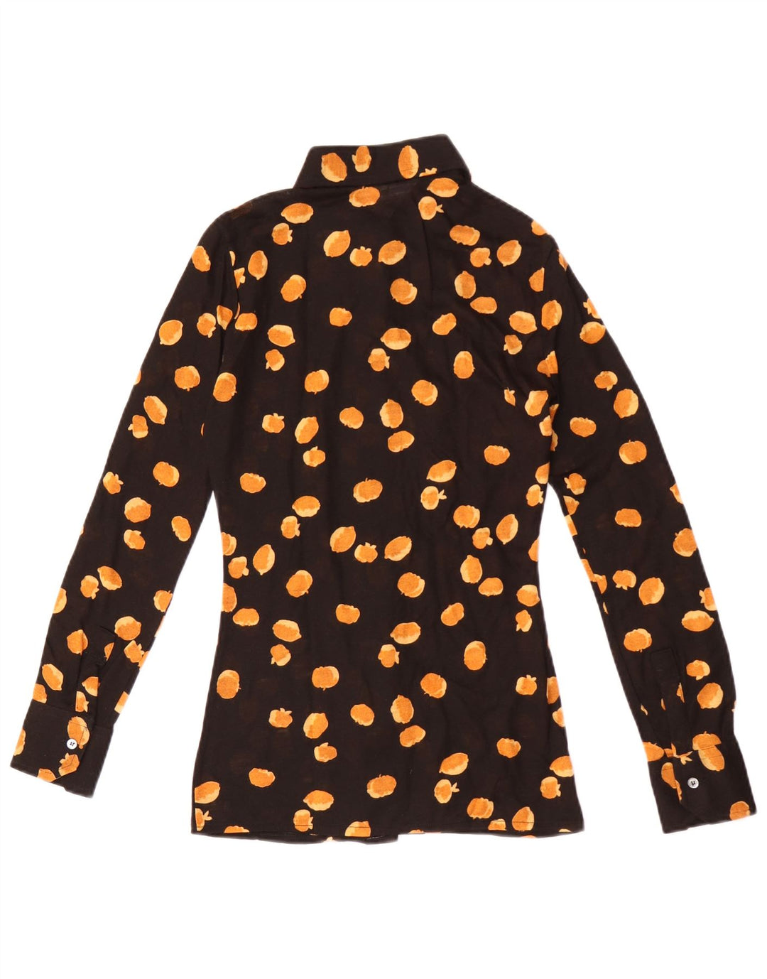 vintage Femme Motif Abstrait Chemise Blouse IT 44 Moyen Noir