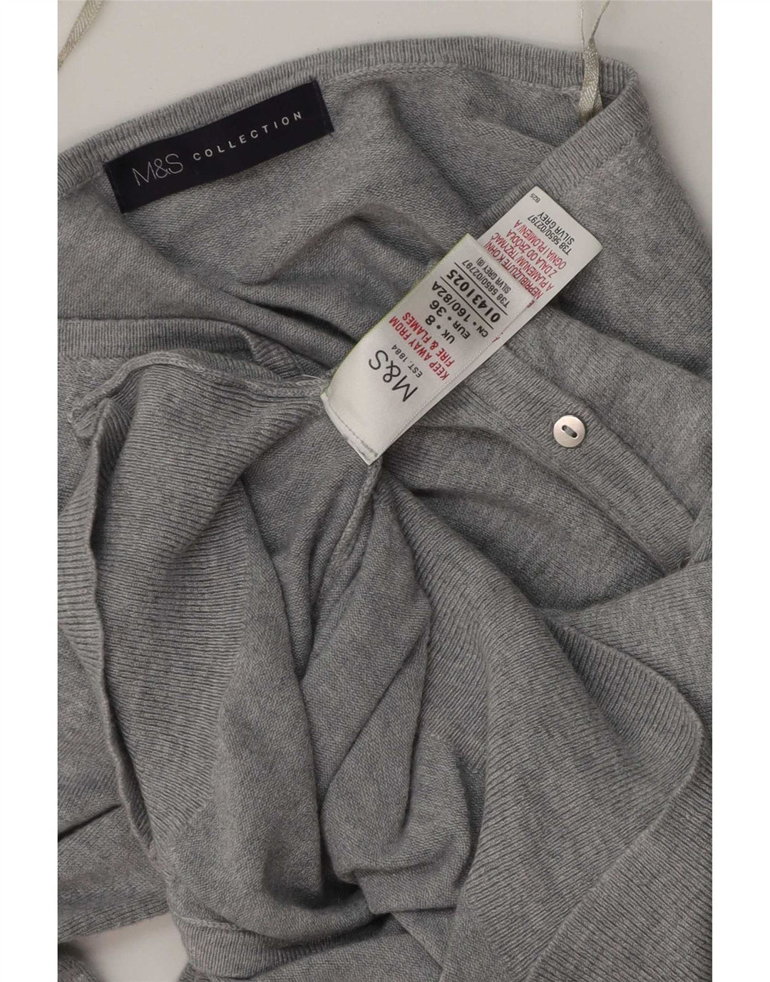 Marks & Spencer Womens Cardigan Sweater UK 8 Small Grey Flecked Viscose