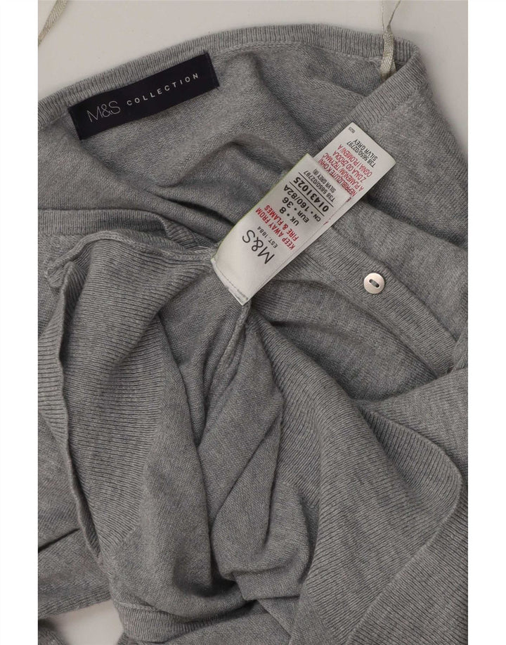 Marks & Spencer Womens Cardigan Sweater UK 8 Small Grey Flecked Viscose