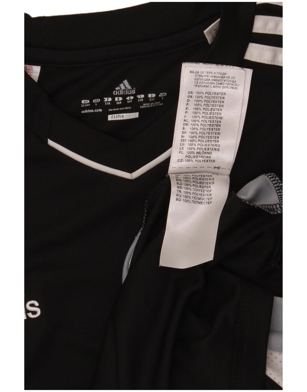 ADIDAS Boys Climacool T-Shirt Top 13-14 Years Black Colourblock Polyester