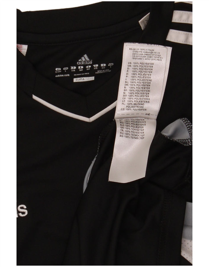 ADIDAS Boys Climacool T-Shirt Top 13-14 Years Black Colourblock Polyester
