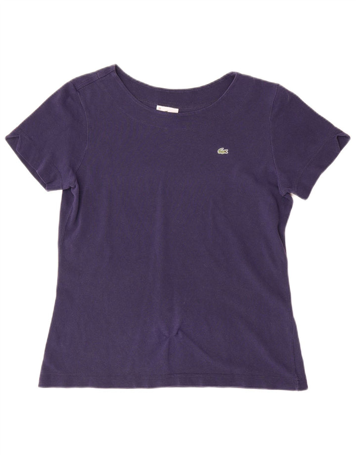 LACOSTE Womens T-Shirt Top Size 38 Medium Navy Blue Cotton